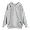 Autumn and Winter Women's Casual Solid Color Hooded Pocket Long Sleeve Pullover Sweatshirt  Loose and Plush Thick Long Sleeved Top