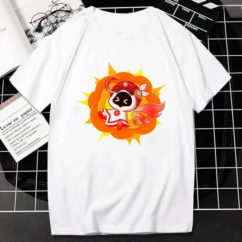Genshin Impact TShirt Kawaii Games Character Cartoon Graphic Tops Women Harajuku Fashion Streetwear Casual Oversized Camisetas