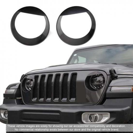 2018- Jeep Wrangler JL Sport Front Headlight Cover ert Eye Bezels | Black | Self-Adhesive | 1 Year Manufacturer Warranty