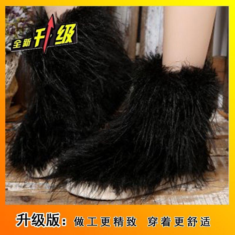 New flat-bottomed flat-heeled warm casual winter boots large-size boots cotton shoes short snow boots 36-37
