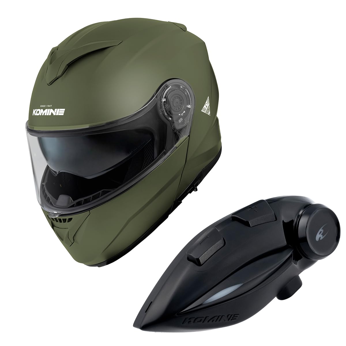 

KOMINE FL System Helmet Motorcycle Intercom Olive M HK-171 + KK-902