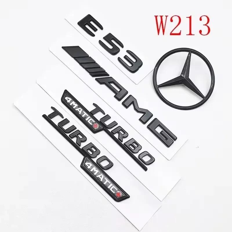 BQAZ9 3D ABS Black E53 Logo Letters TURBO Badge Car Rear Star Sticker Trunk AMG Emblem For Mercedes Benz AMG W212 W213 E Class