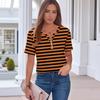 Womens Halloween Print Button Down Shirt Casual V Neck Short Sleeve T Shirt Lightweight Summer Top for Everyday Wear