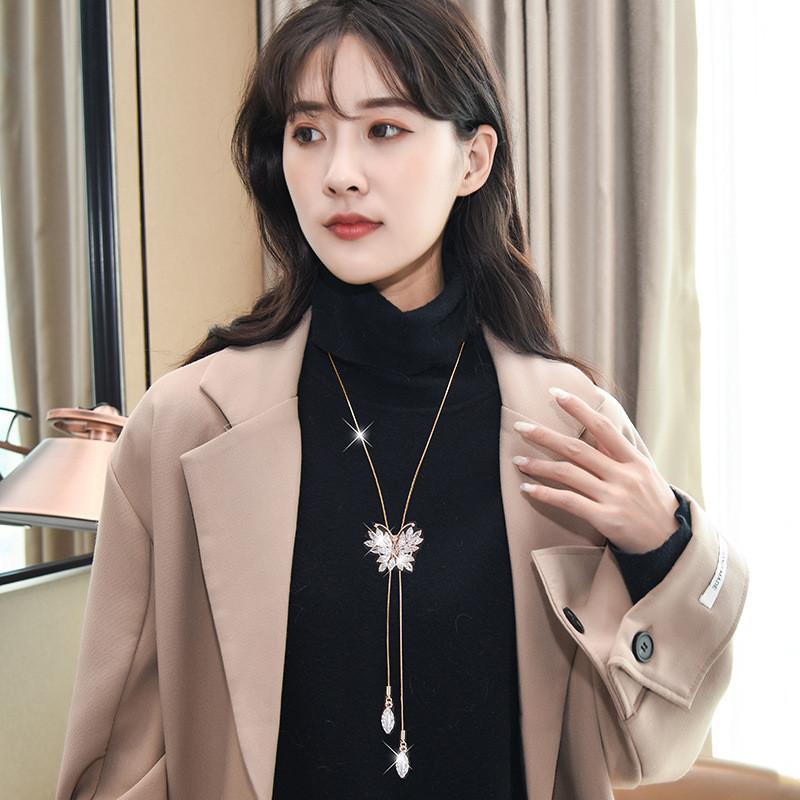 Unique Necklace Long With Dazzling Crystal Zircon Butterfly Perfect For Any Occasion