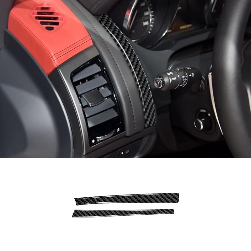 2PCS Real Carbon Fiber Car Dashboard Decoration Strip Stickers For Jaguar F-Type 2013-2022 Car Interior Accessories