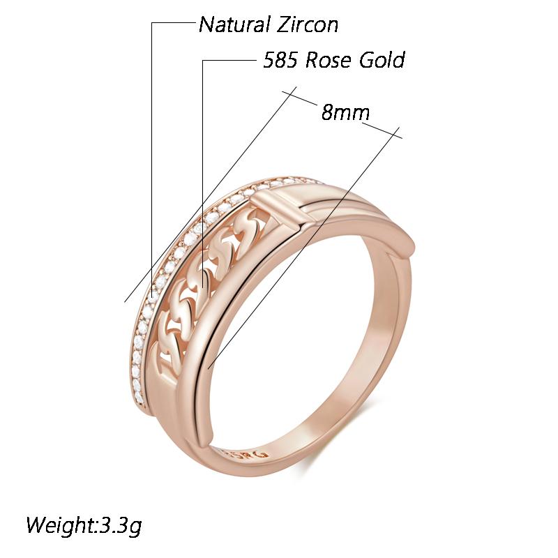 Unusual  Rose Gold Color Rings For Women Fashion Shiny Natural Zircon Accessories Minimalist Daily Fine Jewelry
