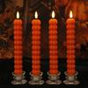 Halloween Flameless Taper Set of 4 Piece Decorative LED with Soywax Finish for Table Mantels Window and Part