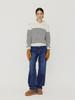 Leusejiem Semi-Wide Washed Denim Pants - Deep Blue