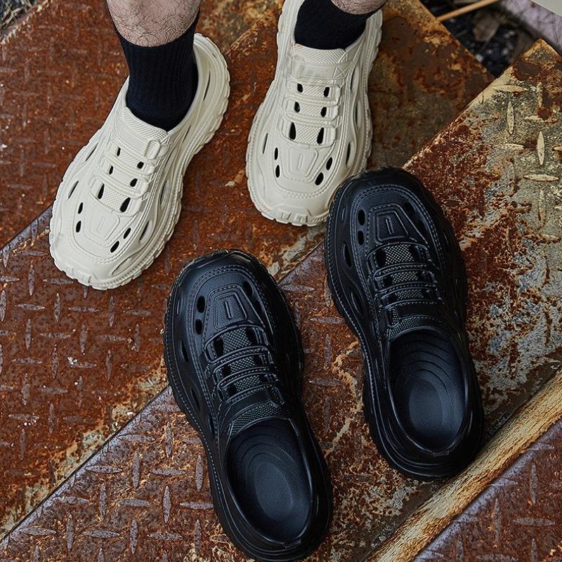 Fashion Couple Sandals Summer New Hollow Breathable Men's Beach Shoes Comfortable Height Increase Fashion Slip on Women's Casual Shoes
