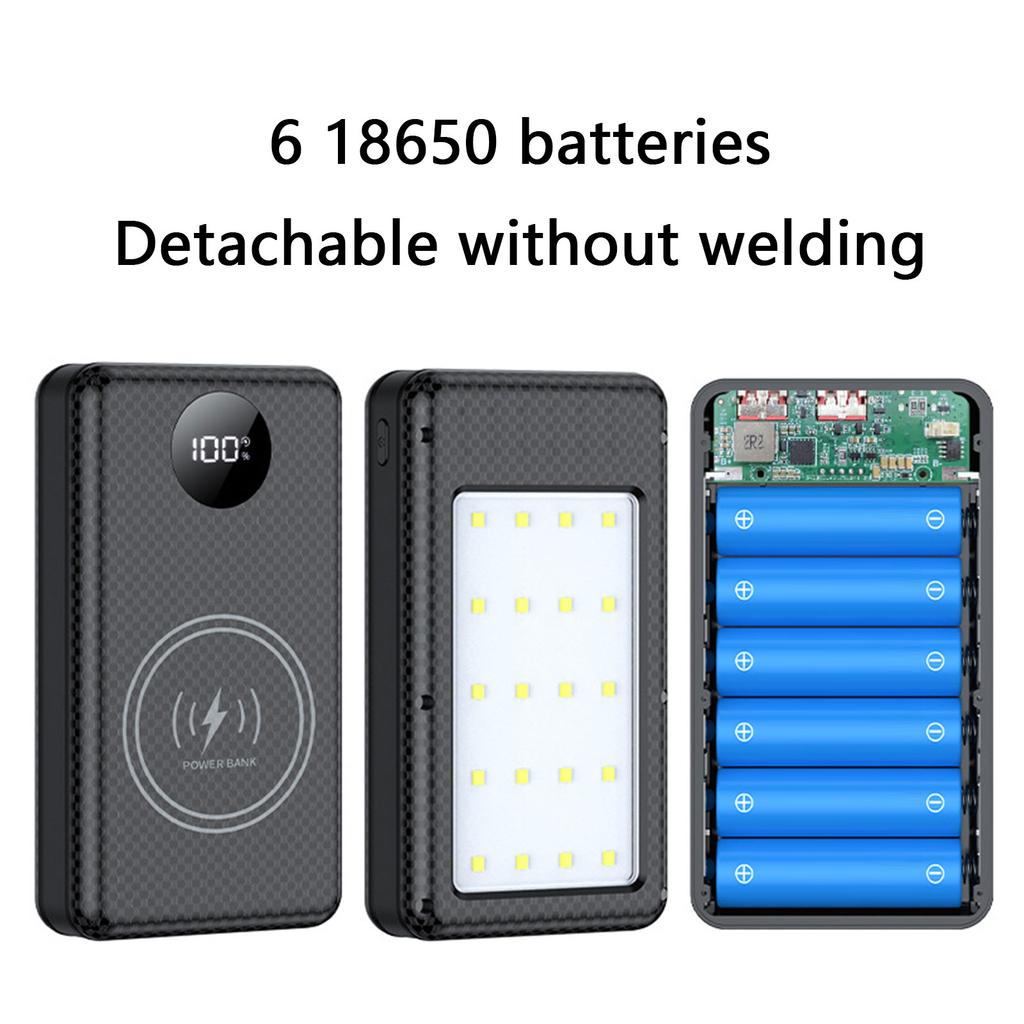 DIY 18650 Pouzdro na nabíječku USB Napájecí kryt Kempingové osvětlení Funkce Podpora PD22.5W/15w Bezdrátové nabíjení Bez baterie