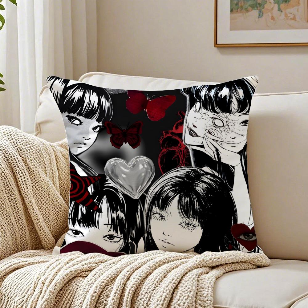Manga Horror JJunji Ito TTomie Cushion Cover Pillowcase Antidustmite Living Room Sofa Decor Cushion Room