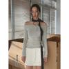 Dorothy Korea Spring Slim-Fit One-Shoulder Clavicle Long Sleeve T-Shirt Women