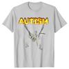 Retro Autism Skeleton Funny Women T-Shirt Neurodivergent Autism Awareness Support Graphic Tee Halloween Gifts Women Clothes