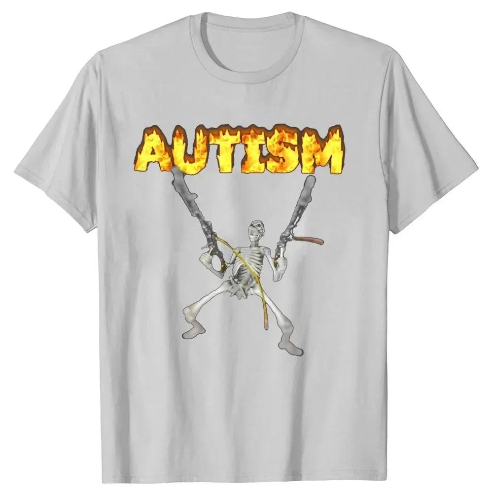 Retro Autism Skeleton Funny Women T-Shirt Neurodivergent Autism Awareness Support Graphic Tee Halloween Gifts Women Clothes