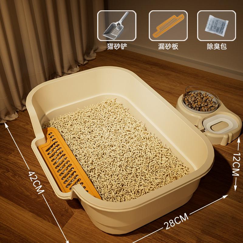 Oversized Pet Cat Litter Box, Semi-closed, Heightened and Thickened Anti-splash Cat Toilet, Easy To Clean, Bathtub Cat Toilet
