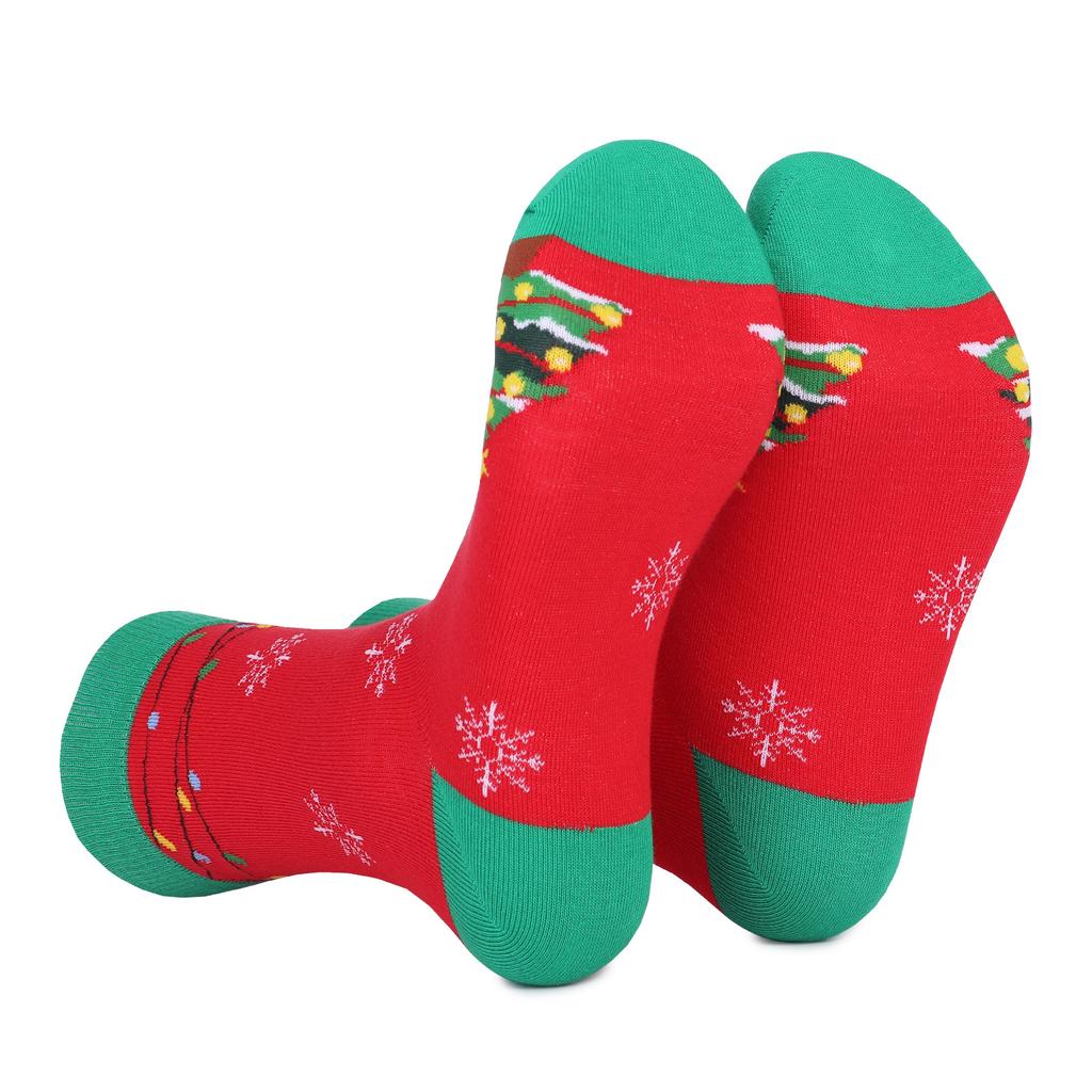Adult Christmas Christmas Tree Snowflake Wave Pattern Ethnic Style Warm Absorbent Odor-Resistant Mid-Calf Socks