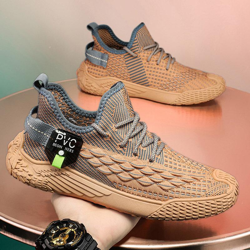 Men's shoes spring and summer new casual sports shoes men's versatile breathable fly-woven coconut shoes soft-soled running shoes