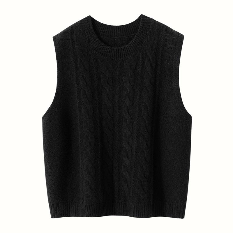 

Женский шерстяной вязаный кардиган, повседневный стиль, круглая горловина, стандартная длина, асимметричный подол, безрукавный свитер-свитер на весну/лето/осень XXL