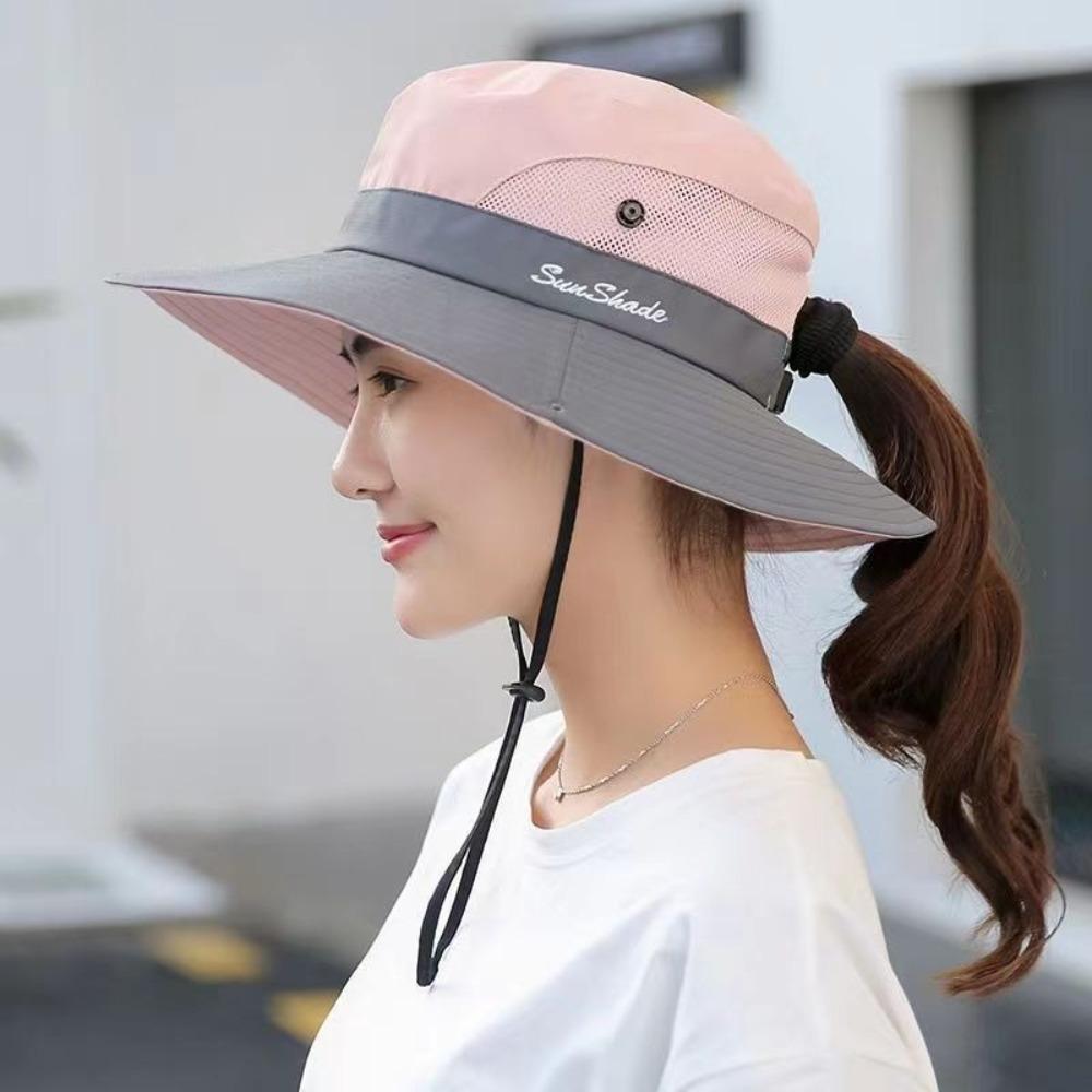 Trendy Fishing Cap Anti-Sun Sunscreen Hat Fashion Ponytail Hat  Summer