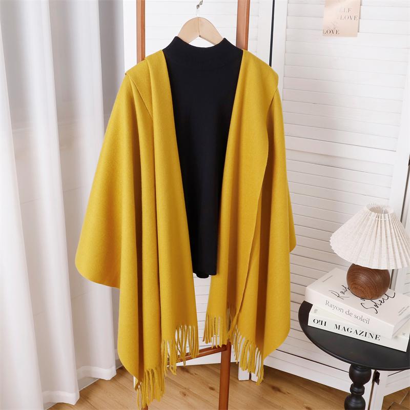 Winter Poncho Women Scarf Long Warm Cashmere Scarves Hijab Solid Lady Shawl Wrap Female Pashmina Bandana Head Scarfs NEW