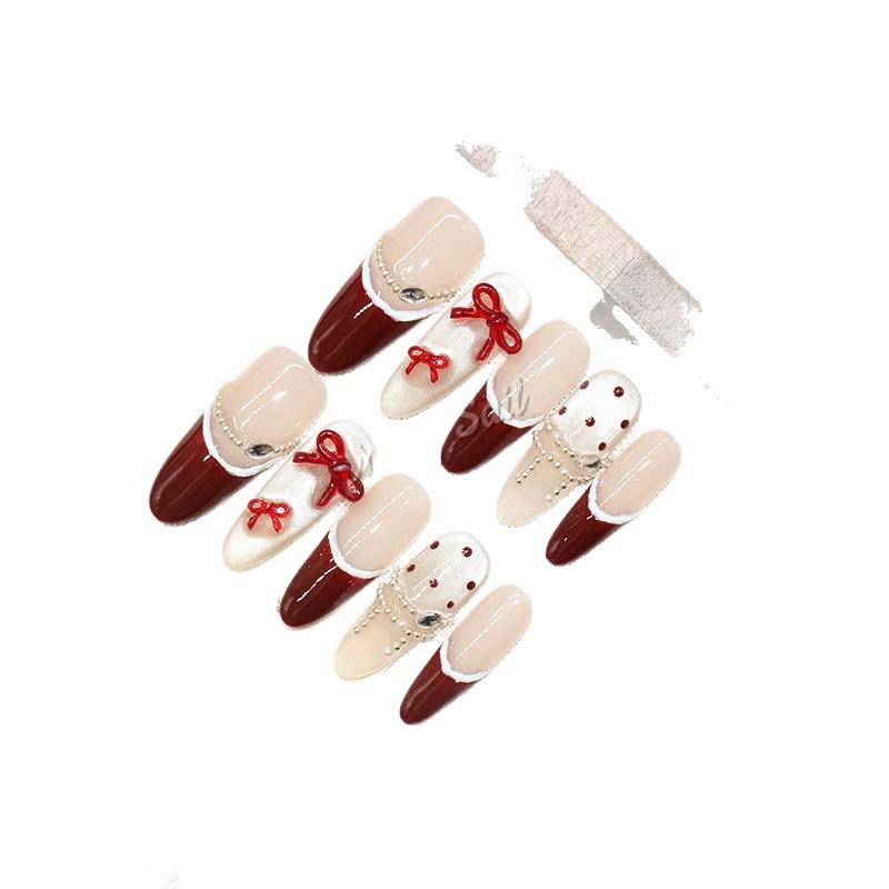 Good Girl: Cute French Cat Eye Bow Press-On Nails