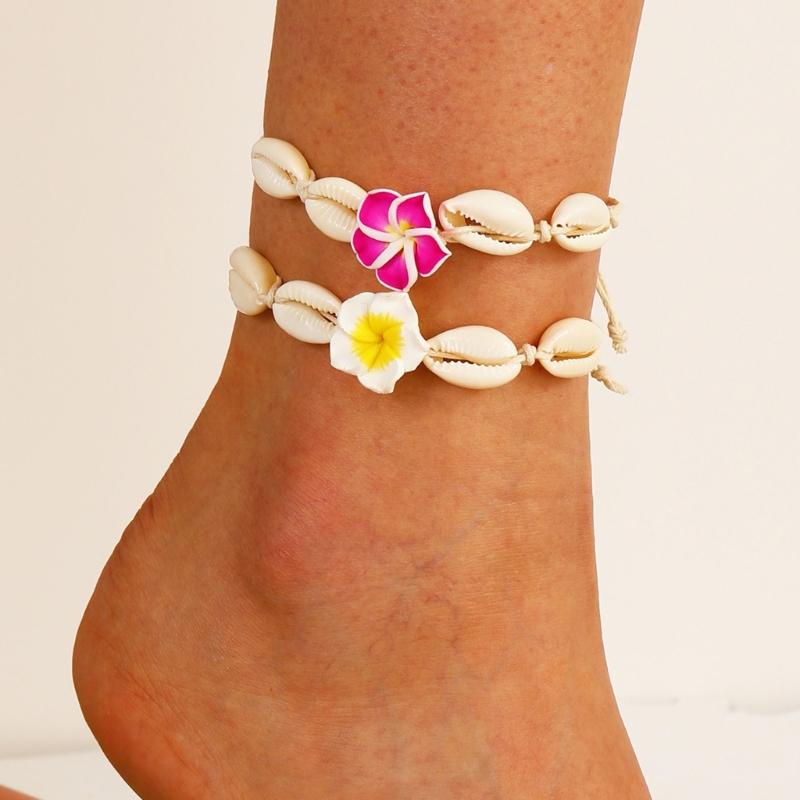 Distinctive Woven Beach Anklet with Floral Charm Stylish Adjustable Cotton Rope Foot Chain Jewelry for Women Girls