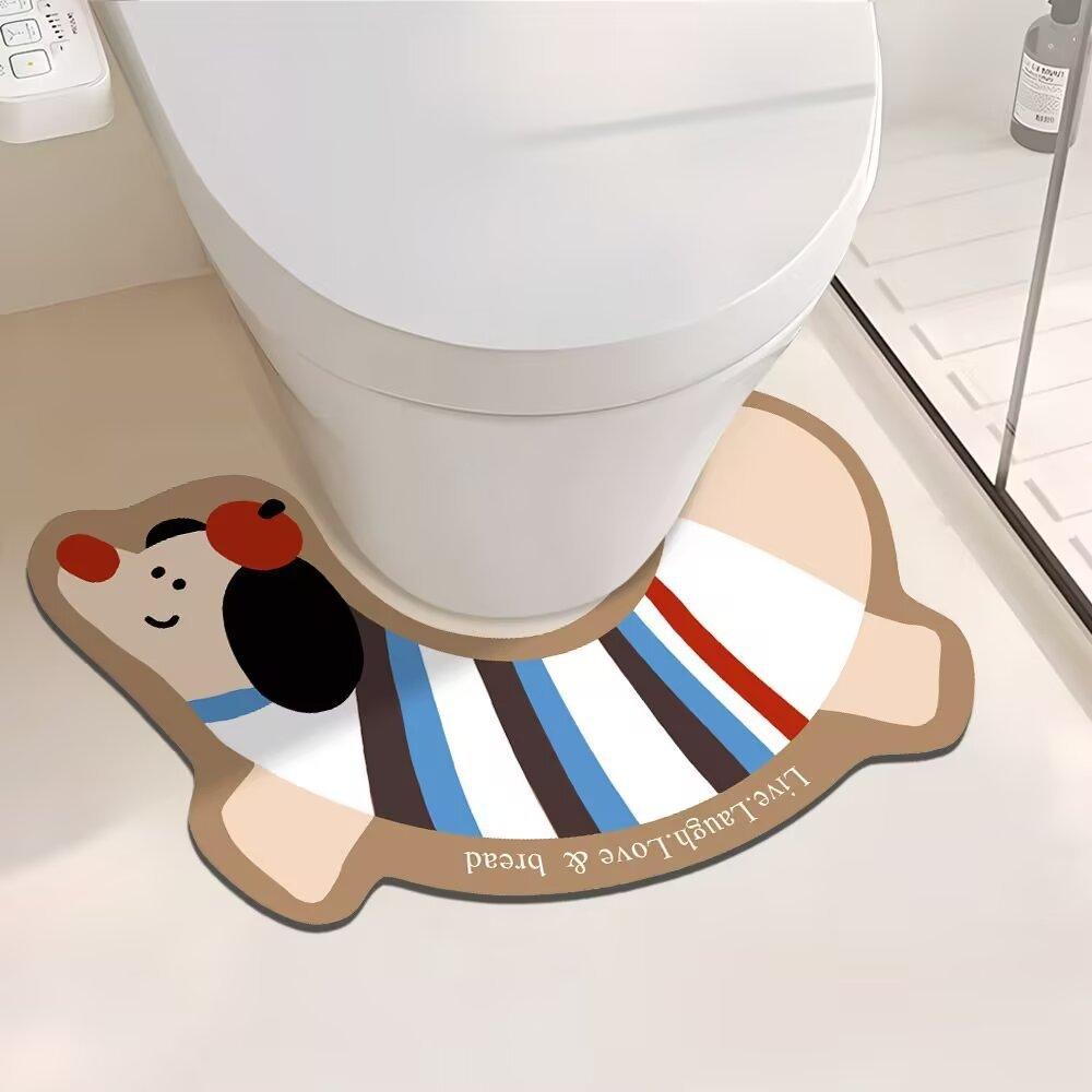 Dachshund Toilet U-Shaped Floor Mat Bathroom Strong Absorbent Non-Slip Foot Mat Diatom Mud Toilet Dirt-Resistant Non-Slip Mat