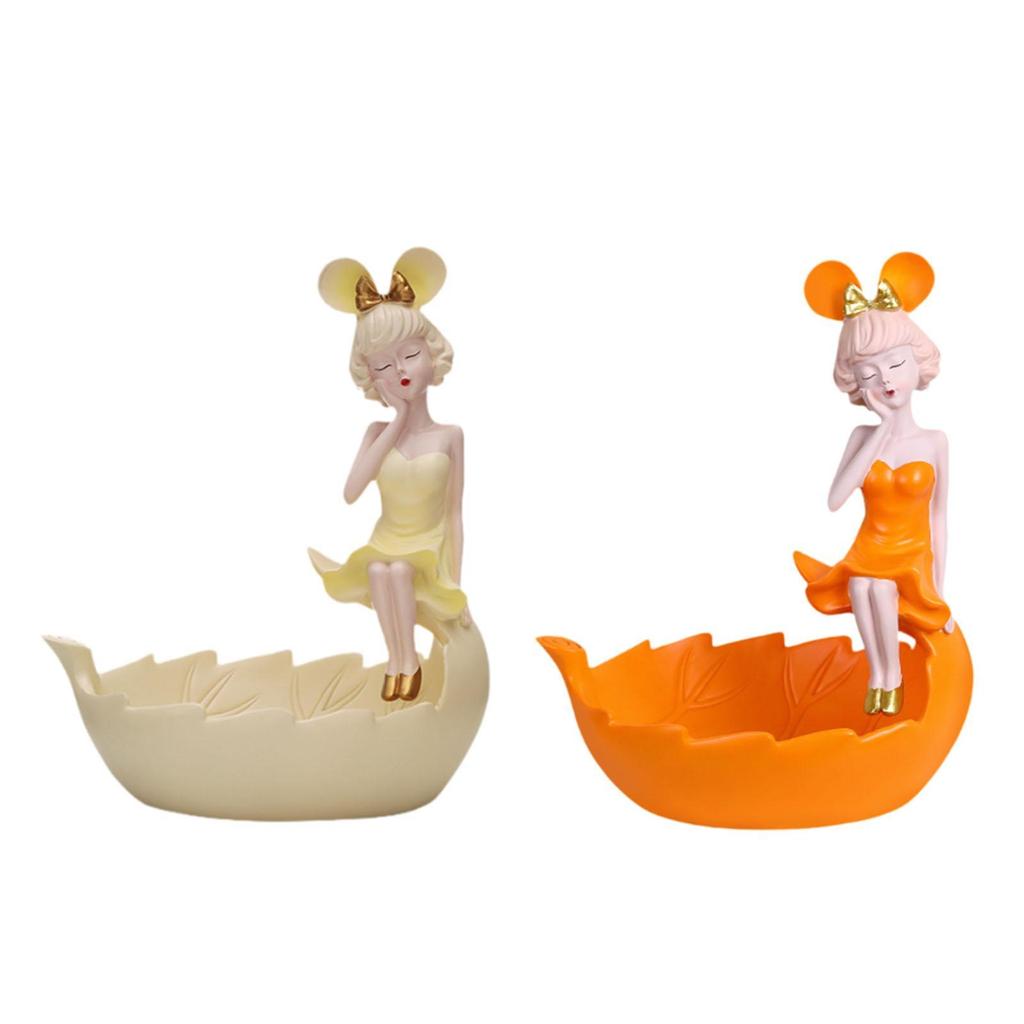 Schlüssel Schale Mädchen Figur Dekorative Schmuckschale für Eingang Schlafzimmer Eingangsbereich
