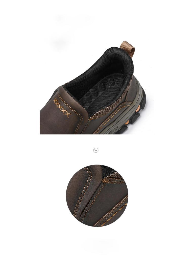 Plus Size Men's Leather Slip-On Loafers - Casual Outdoor Wear