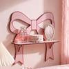 Hanging Wall Shelf for Decors, Pink Bows Wooden Display Shelf for Small Items, Wall Mounted Accent Shelf for Bedroom and Vanity Area