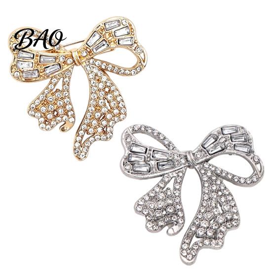 Alloy Lapel Pin Sparkling Rhinestone Bow Brooch, Mini Bowknot Shaped Bag Decoration Brooch Pin, Clothing Jewelry Accessory for Women Girls