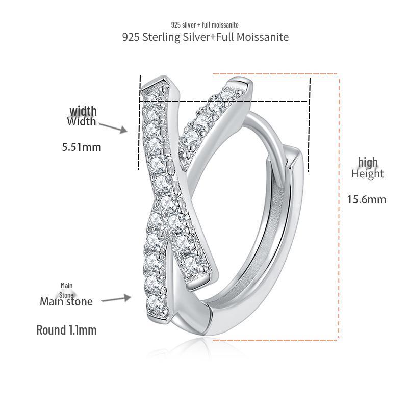 

Минималистичные серьги-крестики: Серебро 925 пробы с золотым покрытием и моссанитовыми серьгами-кольцами 925 Silver