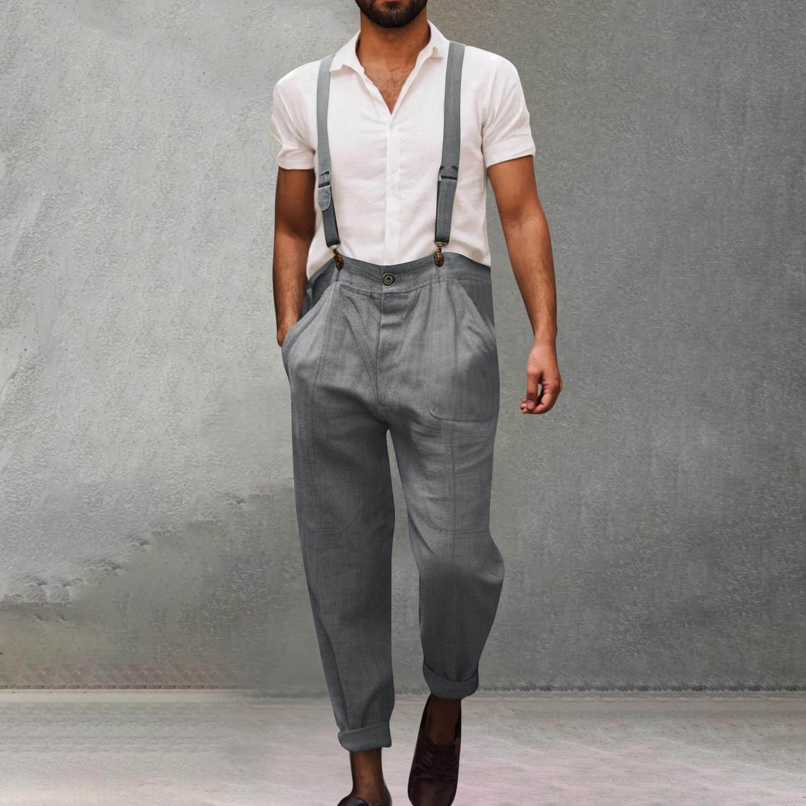 

Чоловічий праний бавовняний різнокольоровий комбінезон XXL