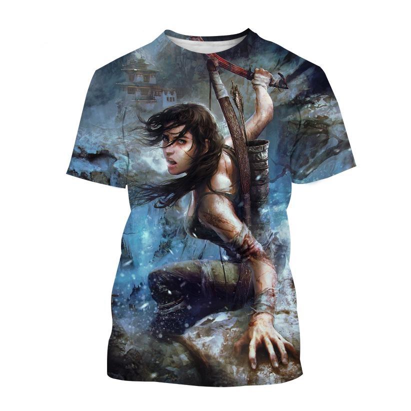 Nové nejprodávanější tričko Tomb Raider s 3D potiskem Tomb Raider Lara Personality Pánské Dámské Cool Street Style Dětské Krátký Rukáv