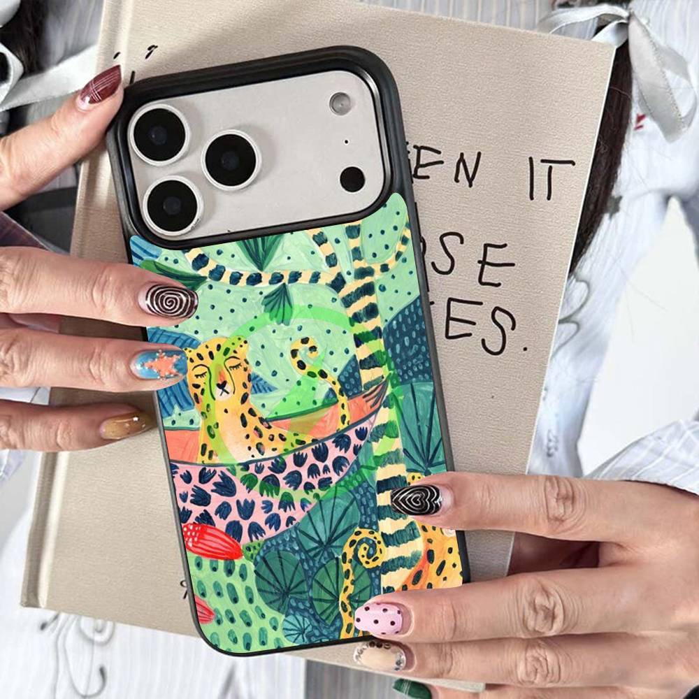 Tropical Jungle Print Leopard Sloth For Magsafe For iPhone Phone Case 17 Air 16 15 14 Plus 13 12 Mini 11 Pro Max Magnetic Cover