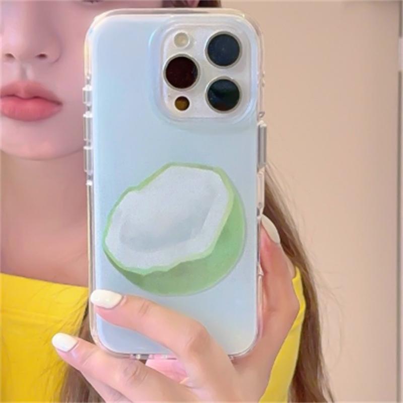 ins fruit apple pear watermelon coconut Phone Case for iPhone 16 15 14 13 Pro Max  Silicone shockproof and drop-proof cover