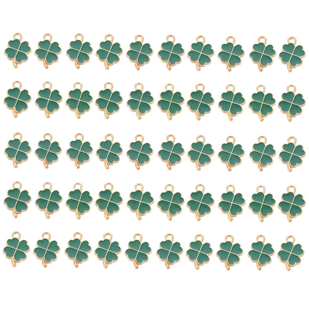 50pcs Lucky Four-Leaf Clover Charm Pendants Shamrock Hanging Charms Four Petal Lucky Leaf Pendant Charm DIY Jewlery Accessories