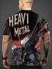 Heavy Metal Guitar Warrior 3D Print Men's Round Neck T-Shirt – Summer Casual Fashion, Breathable Outdoor Wear, Perfect for Gym, Running, or Gift