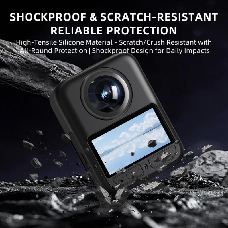 Durability Silicones Protective Cover For 360 Camera Shockproof Antislip Grip Full Body Case Enhances Drop Protections