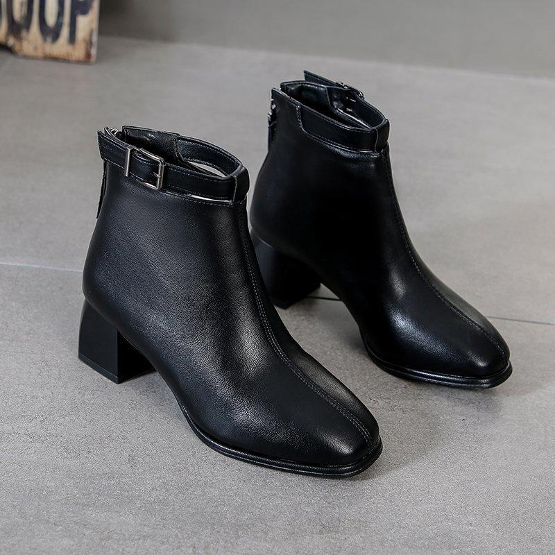 Winter Women's Plush Warm and Fashionable Back Zipper High-heeled Fashion Boots High Top Boots Leather Shoes Midsole Boots Women's Shoes