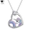 Plated Unicorn Pendant Necklace Women Heart Shape Charm On Cross Chain Fashionable OL Style Jewelry
