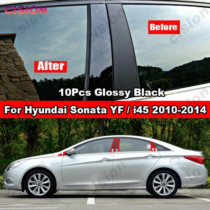 

Для Hyundai Sonata YF i45 2010-2014 Автомобильное окно Дверная колонна B C Стойки Стойка Крышка Отделка Черное углеродное волокно Зеркальный эффект