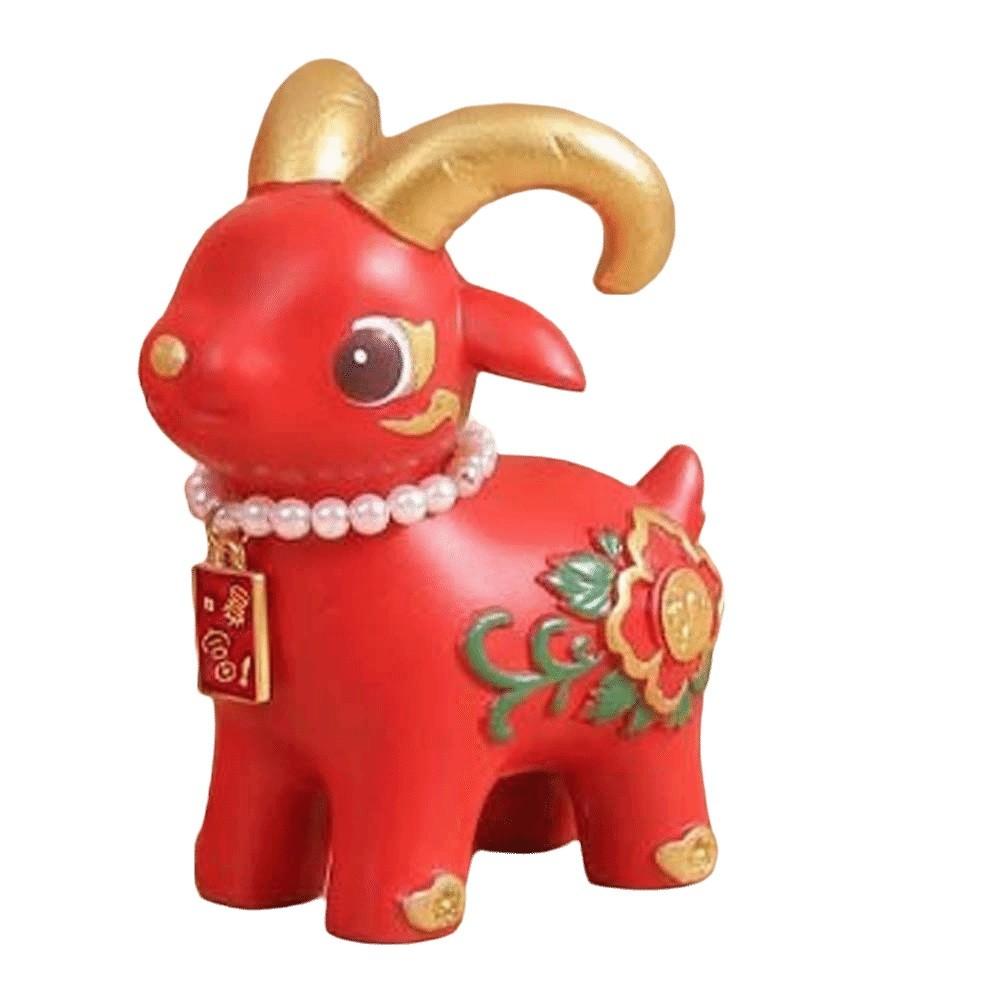 Vibrant Colors Miniature Sheep Figurine Golden Horns Zodiac Animal Statue Culture Collectors