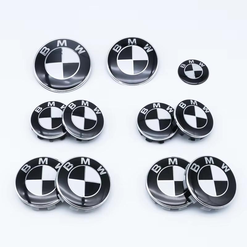 7Pcs Car Front Hood Emblem Wheel Hub Caps Black White Logo For BMW M Logo X1 X2 X3 X4 X5 X6 F48 F39 F10 F30 G11 E60 G01 E84 E83 CUR1