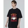 Crew Neck T Shirt Black Howdy Santa Cowboy Santa with Sunglasses and Hat Christmas Holiday Party Wear