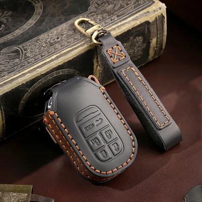 Leather Car Key Cover Keychain Holder Case Protector for Honda STEPWGN RP6/RP7/RP8 Odyssey Freed Elysion 2023 2024 Remote Shell