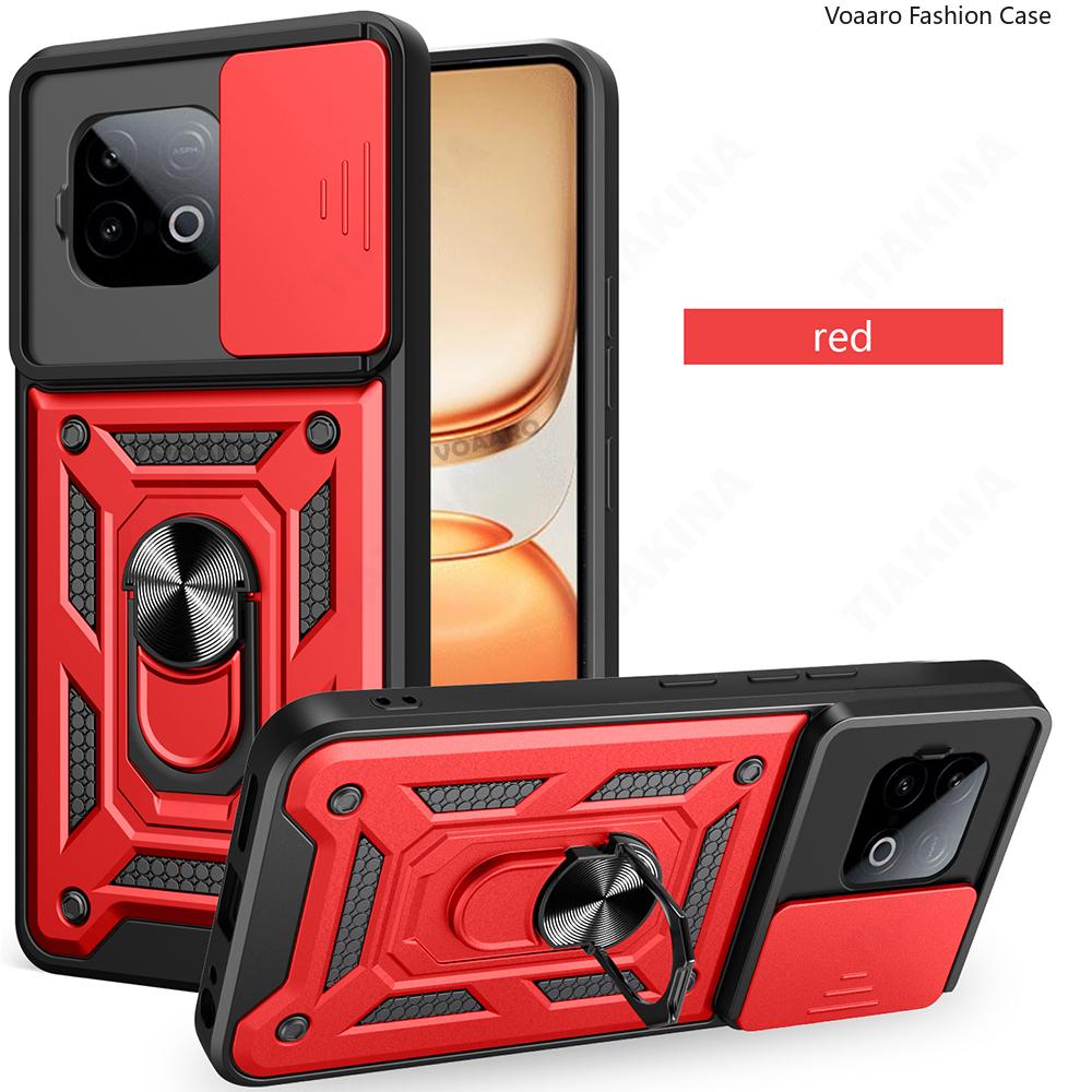 Slide Lens Armor Funda for Vivo IQOO Z10 Turbo Pro 5G China Case for Vivo Y300 GT 5G China Case Magnetic Ring Stand Holder Cover