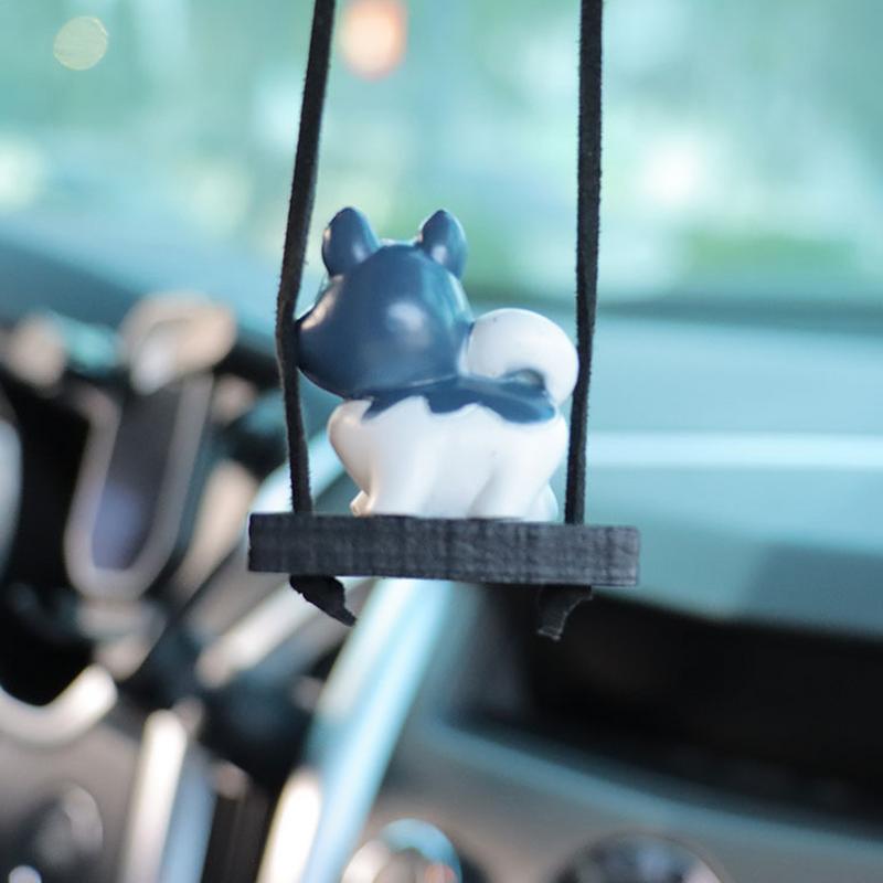 Swinging Animal Car Ornament Resin Auto Interior Dog Decoration Cute Truck Rearview Animal Ornament For Adding Fun To The Car