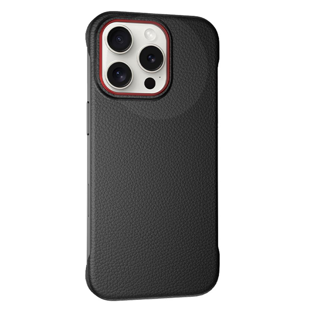 

For iPhone 16 Pro Max Case Borderless Slim Anti Drop Leather Texture PC Phone Back Cover Black