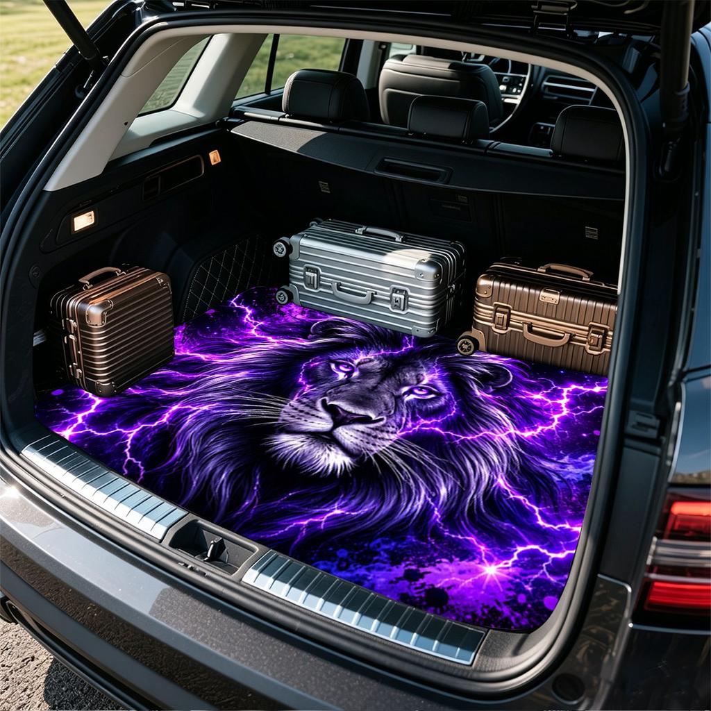 1Pcs Purple Lightning Lion Car Trunk Mat Anti Slip Cargo Liner Waterproof Storage Protector for SUV Sedan